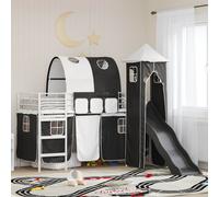 vidaXL Cama litera para niños Liso Blanco y Negro 90 x 190 cm Metal