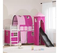 vidaXL Cama litera para niños Liso Blanco y Rosa 90 x 190 cm Metal