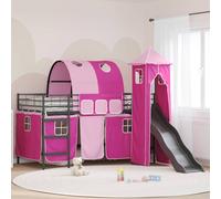 vidaXL Cama litera para niños Liso Negro y Rosa 80 x 200 cm Metal