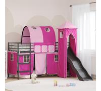 vidaXL Cama litera para niños Liso Negro y Rosa 90 x 190 cm Metal