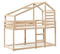 vidaXL Litera cama alta con techo – Madera maciza de pino 90x190 cm – Somier y armazón