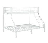 vidaXL Cama litera doble para niños metal sin colchón con escalera Blanco 140x200/90x200 cm