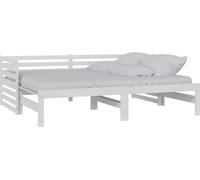 vidaXL: Cama nido blanca de madera maciza de pino, con espacio para guardar un colchón adicional, dimensiones: 2 colchones de 90x200 cm