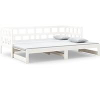 vidaXL: Cama nido extensible, color blanco, madera maciza de pino, 2 plazas (90x200 cm)