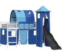 vidaXL Cama nido infantil, estructura en blanco y azul, 90 x 190 cm, metal