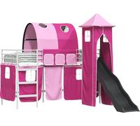 vidaXL Cama nido infantil, estructura en blanco y rosa, 90 x 190 cm, metal