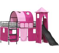 vidaXL Cama nido infantil, estructura negra y rosa, 80 x 200 cm, metal