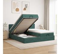 vidaXL Cama otomana con colchón 2 pcs Verde oscuro Terciopelo