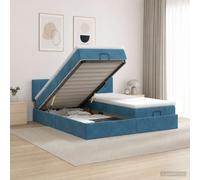 vidaXL Cama otomana con colchón 2 uds. Azul Oscuro Terciopelo