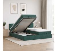 vidaXL: Otomana con estructura de cama, colchón y cabecero, 2 unidades, color verde oscuro, tapizada en terciopelo