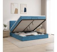 vidaXL Cama otomana con colchón Azul Oscuro 140 x 190 cm Terciopelo