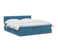 vidaXL Cama otomana con colchón Azul Oscuro 140 x 190 cm Terciopelo, Cama otomana Moderna, Mueble de Lujo contemporáneo, colchón de Espuma Ajustable para máxima Comodidad