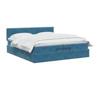vidaXL Cama otomana con colchón Azul Oscuro 200 x 200 cm Terciopelo, Cama otomana Moderna, Mueble de Lujo contemporáneo, colchón de Espuma Ajustable para máxima Comodidad