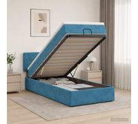 vidaXL Cama otomana con colchón Azul Oscuro 80 x 200 cm Terciopelo