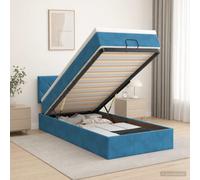 vidaXL Cama otomana con colchón Azul Oscuro 90 x 200 cm Terciopelo