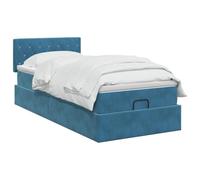 vidaXL Cama otomana con colchón Azul Oscuro 90 x 200 cm Terciopelo