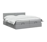 vidaXL Cama otomana con colchón con cabecera 2 pcs Gris Claro Tela