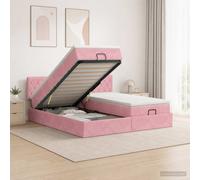 vidaXL Cama otomana con colchón con cabecera 2 pcs Rosa Terciopelo