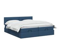vidaXL Cama otomana con colchón con cabecera 2 uds. Azul Tela