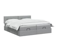 vidaXL Cama otomana con colchón con cabecera 2 uds. Gris Claro Tela