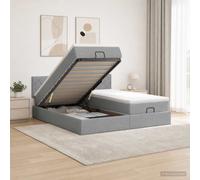 vidaXL Cama otomana con colchón con cabecera 2 uds. Gris Claro Tela