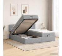 vidaXL Cama otomana con colchón con cabecera 2 uds. Gris Claro Tela