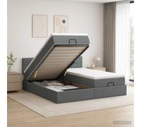 vidaXL Cama otomana con colchón con cabecera 2 uds. Gris oscuro Tela