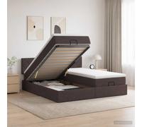 vidaXL Cama otomana con colchón con cabecera 2 uds. Marrón Oscuro Tela