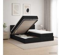 vidaXL Cama otomana con colchón con cabecera 2 uds. Negro Tela