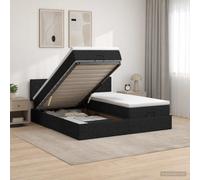 vidaXL Cama otomana con colchón con cabecera 2 uds. Negro Tela