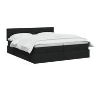 vidaXL Cama otomana con colchón con cabecera 2 uds. Negro Tela