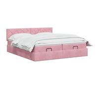 vidaXL Cama otomana con colchón con cabecera 2 uds. Rosa Terciopelo