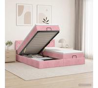 vidaXL Cama otomana con colchón con cabecera 2 uds. Rosa Terciopelo