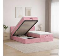 vidaXL Cama otomana con colchón con cabecera 2 uds. Rosa Terciopelo
