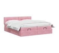 vidaXL Cama otomana con colchón con cabecera 2 uds. Rosa Terciopelo