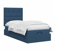 vidaXL Cama otomana con colchón con cabecera Azul 100 x 200 cm Tela