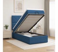 vidaXL Cama otomana con colchón con cabecera Azul 100 x 200 cm Tela