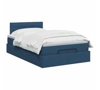 vidaXL Cama otomana con colchón con cabecera Azul 120 x 190 cm Tela, Un Dormitorio Moderno, Cama Funcional, Descanso cómodo, Almacenamiento y Sistema de sueño para tu hogar