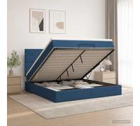vidaXL Cama otomana con colchón con cabecera Azul 140 x 190 cm Tela