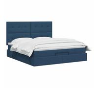 vidaXL Cama otomana con colchón con cabecera Azul 180 x 200 cm Tela