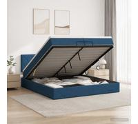 vidaXL Cama otomana con colchón con cabecera Azul 200 x 200 cm Tela