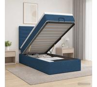 vidaXL Cama otomana con colchón con cabecera Azul 90 x 200 cm Tela