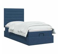 vidaXL Cama otomana con colchón con cabecera Azul 90 x 200 cm Tela