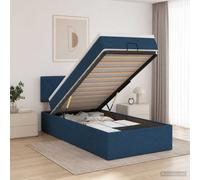 vidaXL Cama otomana con colchón con cabecera Azul 90 x 200 cm Tela