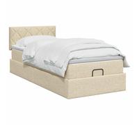 vidaXL Cama otomana con colchón con cabecera Crema 100 x 200 cm Tela