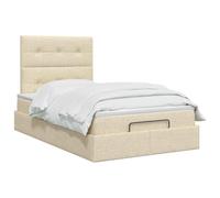 vidaXL Cama otomana con colchón con cabecera crema 120 x 190 cm tela