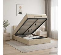 vidaXL Cama otomana con colchón y cabecera Crema 120 x 200 cm Tela