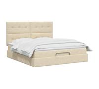 vidaXL Cama otomana con colchón con cabecera Crema 140 x 190 cm Tela