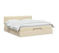 vidaXL Cama otomana con colchón con cabecera Crema 180 x 200 cm Tela