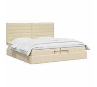 vidaXL Cama otomana con colchón con cabecera Crema 200 x 200 cm Tela
